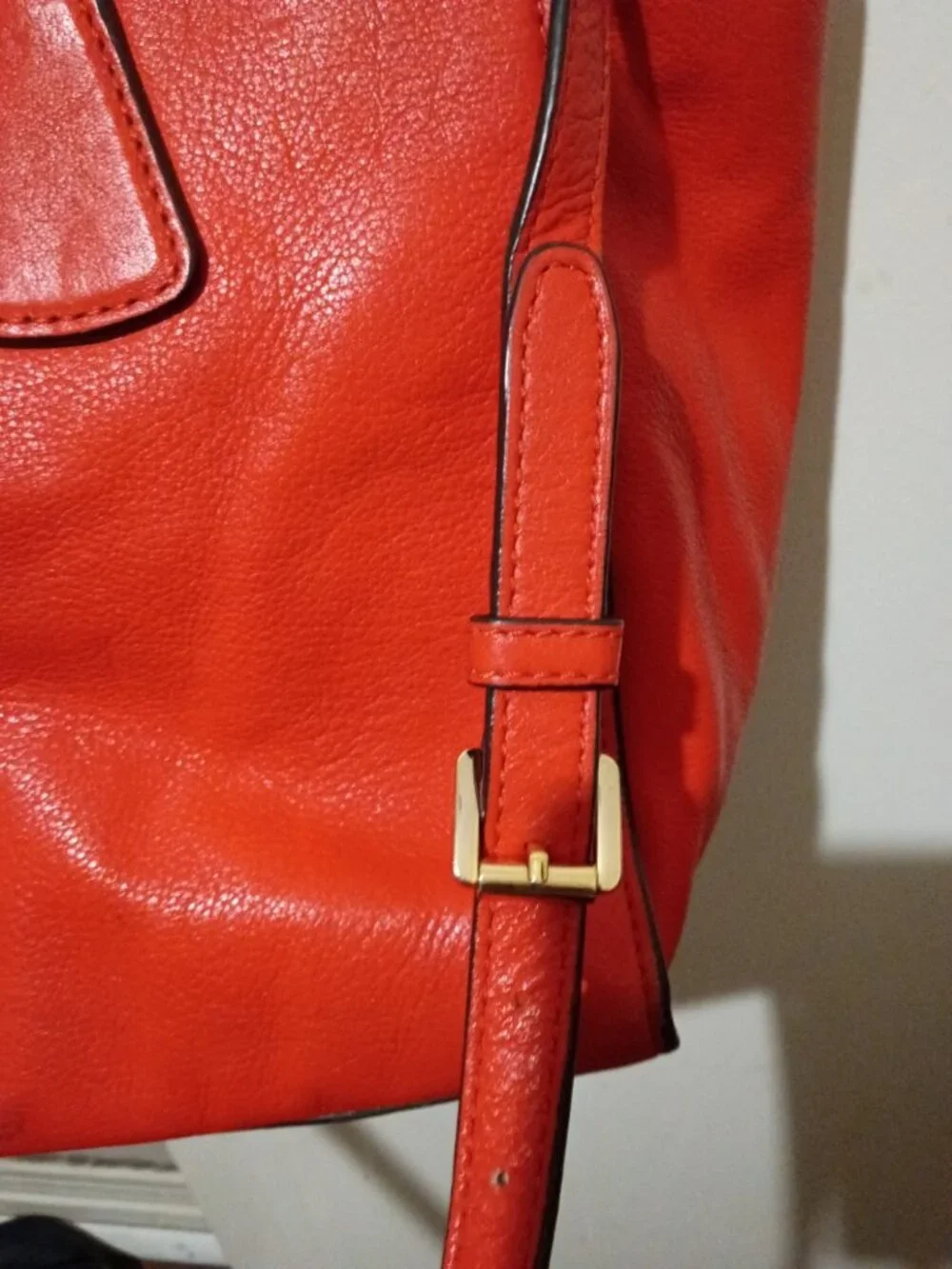 Michael Kors Mandarin Sophie Leather Satchel Large Zip Top Bag Tote Satchel Red - Picture 6 of 16